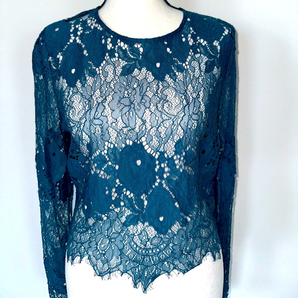 Green lace layered blouse..